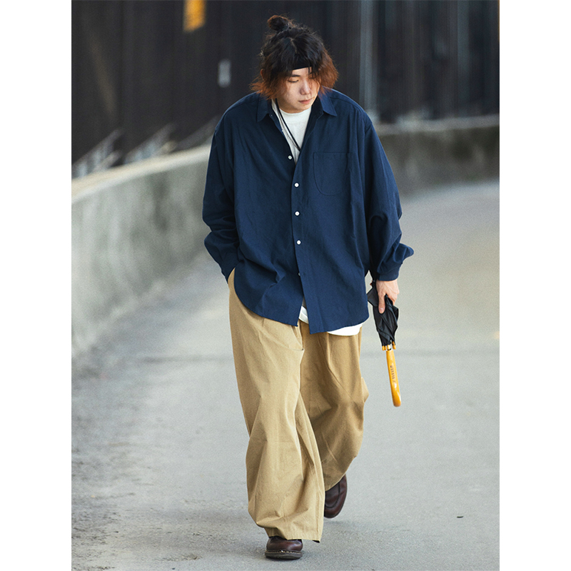 Men's Spring Japanese Retro Loose Shirt - Draped Solid Color Casual Fashion Top Men's Spring Japanese Retro Loose Shirt - Draped Solid Color Casual Fashion Top