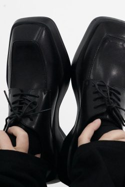 Men's Square-Toed Thick-Soled Derby Shoes - High-End British Style, Versatile Genuine Leather Business Casual Footwear