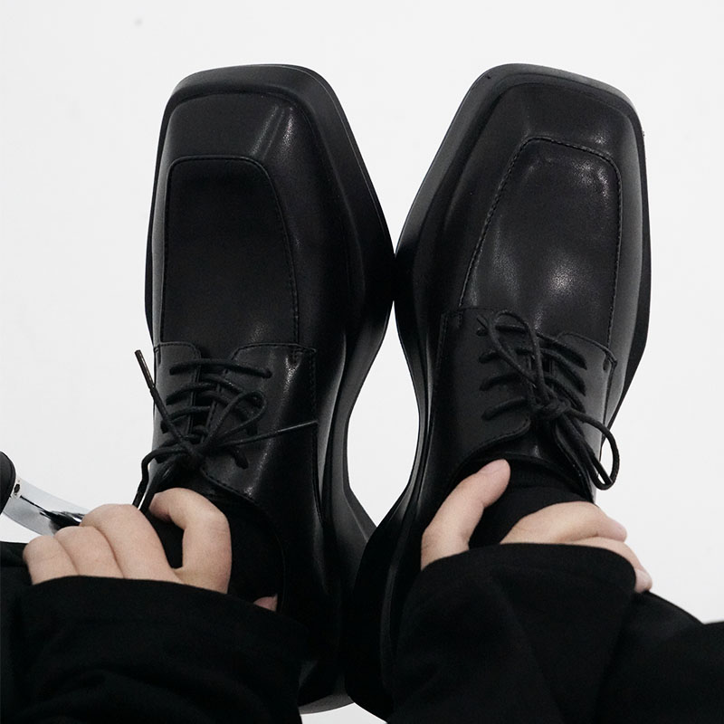 Men's Square-Toed Thick-Soled Derby Shoes - High-End British Style, Versatile Genuine Leather Business Casual Footwear Men's Square-Toed Thick-Soled Derby Shoes - High-End British Style, Versatile Genuine Leather Business Casual Footwear