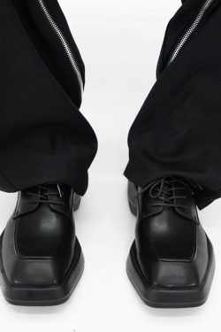 Men's Square-Toed Thick-Soled Derby Shoes - High-End British Style, Versatile Genuine Leather Business Casual Footwear