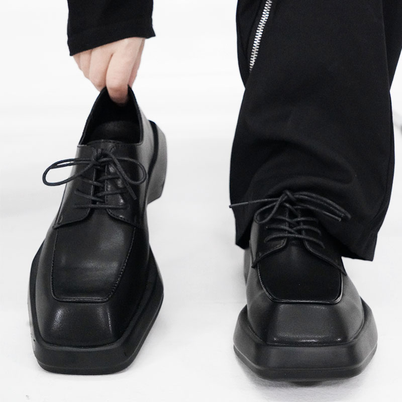 Men's Square-Toed Thick-Soled Derby Shoes - High-End British Style, Versatile Genuine Leather Business Casual Footwear Men's Square-Toed Thick-Soled Derby Shoes - High-End British Style, Versatile Genuine Leather Business Casual Footwear