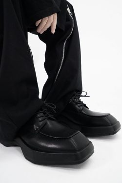 Men's Square-Toed Thick-Soled Derby Shoes - High-End British Style, Versatile Genuine Leather Business Casual Footwear