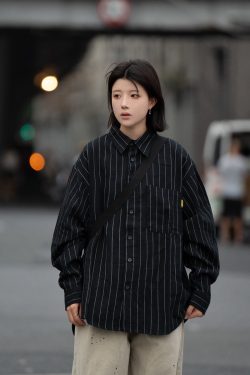 Men's Striped Long Sleeve Shirt with Heavy Industry Collar - Versatile Spring Commuter Wear