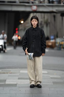 Men's Striped Long Sleeve Shirt with Heavy Industry Collar - Versatile Spring Commuter Wear