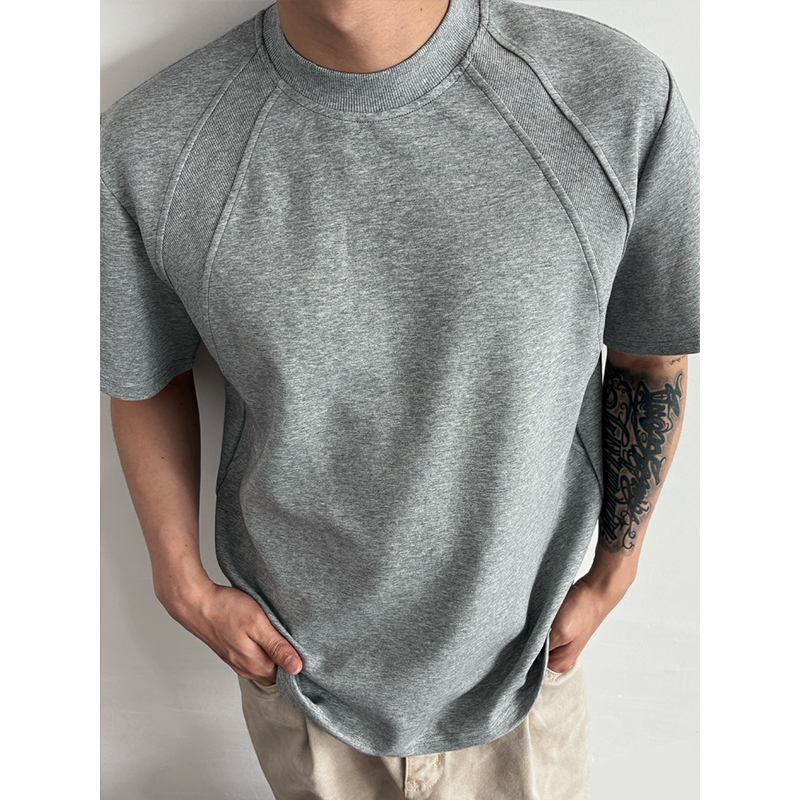 Men's Structured Short Sleeve T-Shirt in 300g Spandex Space Cotton, Wrinkle-Resistant Boxy Fit for Casual Y2K Style Men's Structured Short Sleeve T-Shirt in 300g Spandex Space Cotton, Wrinkle-Resistant Boxy Fit for Casual Y2K Style