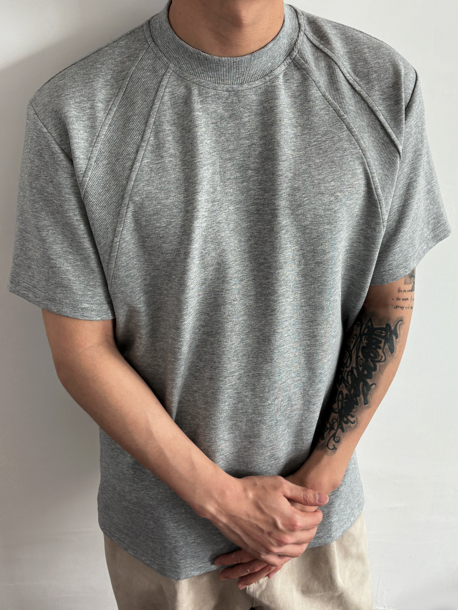 Men's Structured Short Sleeve T-Shirt in 300g Spandex Space Cotton, Wrinkle-Resistant Boxy Fit for Casual Y2K Style Men's Structured Short Sleeve T-Shirt in 300g Spandex Space Cotton, Wrinkle-Resistant Boxy Fit for Casual Y2K Style