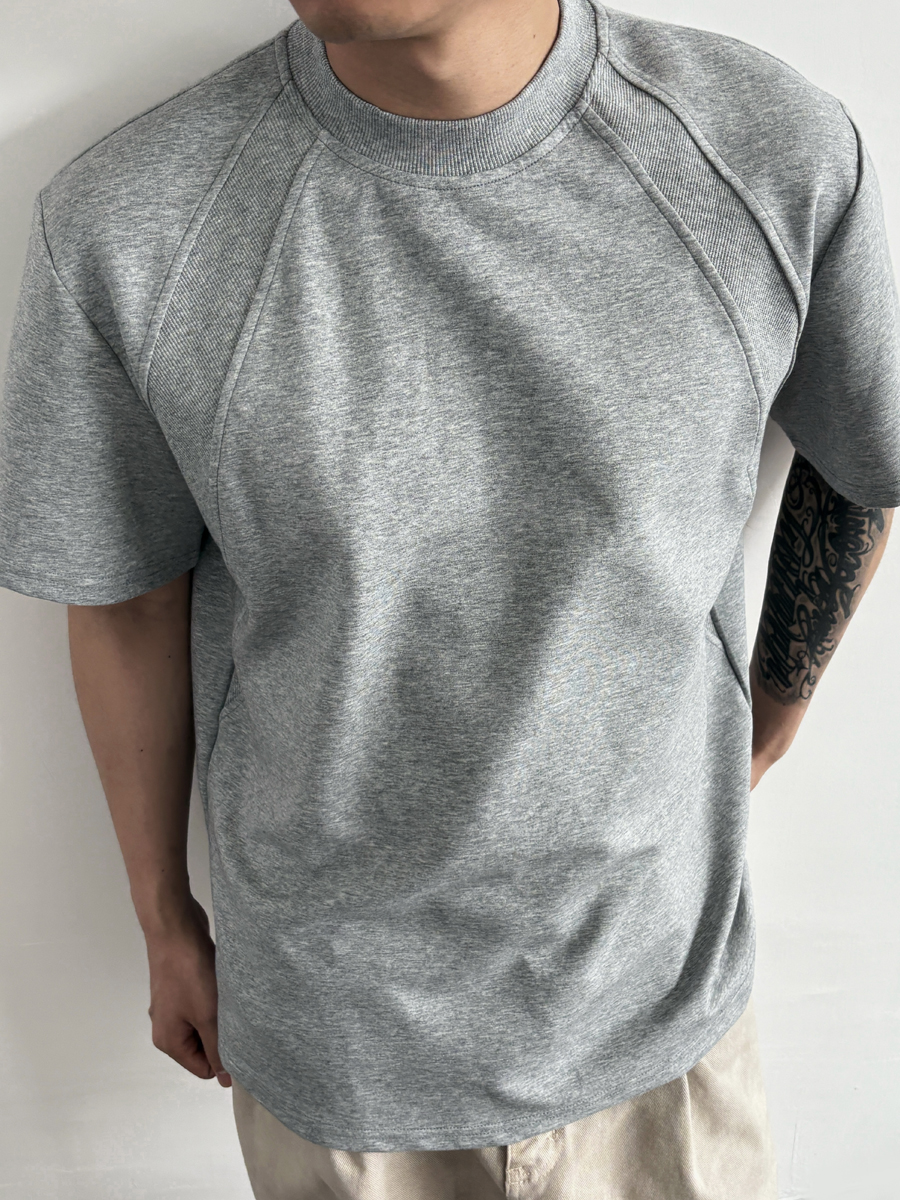 Men's Structured Short Sleeve T-Shirt in 300g Spandex Space Cotton, Wrinkle-Resistant Boxy Fit for Casual Y2K Style Men's Structured Short Sleeve T-Shirt in 300g Spandex Space Cotton, Wrinkle-Resistant Boxy Fit for Casual Y2K Style