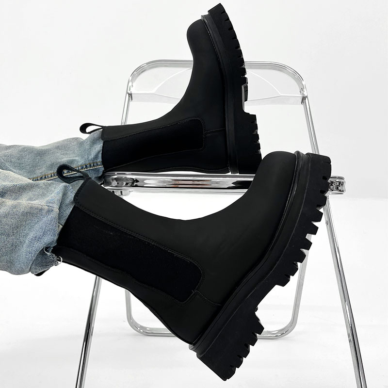 Men's Suede High-Top Chelsea Boots, Thick-Soled Martin Boots, Genuine Leather Motorcycle Boots, Trendy American Style Footwear Men's Suede High-Top Chelsea Boots, Thick-Soled Martin Boots, Genuine Leather Motorcycle Boots, Trendy American Style Footwear