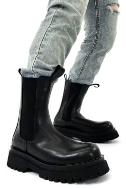 Men's Suede High-Top Chelsea Boots, Thick-Soled Martin Boots, Genuine Leather Motorcycle Boots, Trendy American Style Footwear