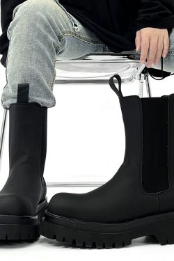 Men's Suede High-Top Chelsea Boots, Thick-Soled Martin Boots, Genuine Leather Motorcycle Boots, Trendy American Style Footwear