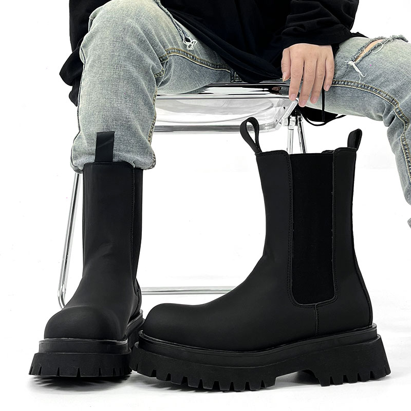 Men's Suede High-Top Chelsea Boots, Thick-Soled Martin Boots, Genuine Leather Motorcycle Boots, Trendy American Style Footwear Men's Suede High-Top Chelsea Boots, Thick-Soled Martin Boots, Genuine Leather Motorcycle Boots, Trendy American Style Footwear