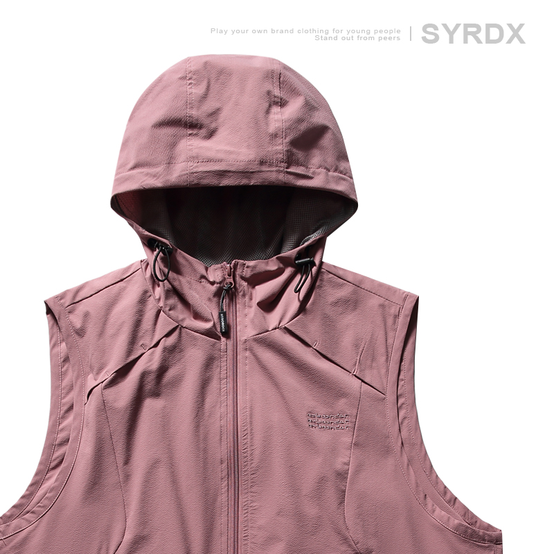 Men's Textured Hooded Outdoor Vest with Shoulder Pocket, Functional Zipper Jacket for Mountain Adventures, Perfect for Casual and Active Wear Men's Textured Hooded Outdoor Vest with Shoulder Pocket, Functional Zipper Jacket for Mountain Adventures, Perfect for Casual and Active Wear