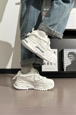 Men's Thick Sole Sports Casual Sneakers - 2025 Original Design White Mesh Breathable Dad Shoes for 90s Y2K Style