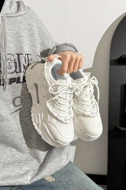 Men's Thick Sole Sports Casual Sneakers - 2025 Original Design White Mesh Breathable Dad Shoes for 90s Y2K Style