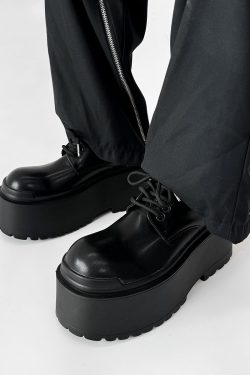 Men's Thick-Soled 10CM Height-Increasing Derby Shoes - Stylish Platform Design for a High-End, Oversized Look