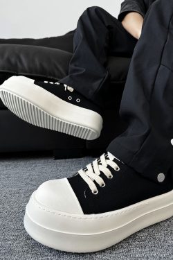 Men's Thick-Soled Canvas Shoes, High Street Sports Platform Derby Sneakers, Commuting Style for Couples, Height-Increasing Design