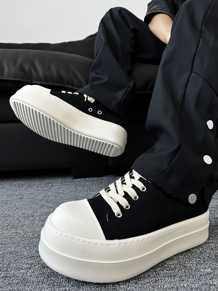 Men's Thick-Soled Canvas Shoes, High Street Sports Platform Derby Sneakers, Commuting Style for Couples, Height-Increasing Design Men's Thick-Soled Canvas Shoes, High Street Sports Platform Derby Sneakers, Commuting Style for Couples, Height-Increasing Design