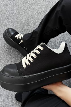 Men's Thick-Soled Canvas Shoes, High Street Sports Platform Derby Sneakers, Commuting Style for Couples, Height-Increasing Design