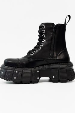 Men's Thick-Soled Cosplay Martin Boots with Side Zipper, Height-Increasing Platform Knight Boots, Punk High-Top Motorcycle Shoes