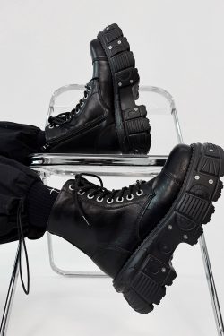 Men's Thick-Soled Cosplay Martin Boots with Side Zipper, Height-Increasing Platform Knight Boots, Punk High-Top Motorcycle Shoes