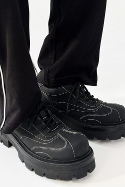 Men's Thick-Soled Derby Shoes - High-End Matte Finish, Height-Increasing Design, British Style Platform Footwear for Commuting