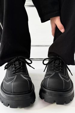 Men's Thick-Soled Derby Shoes - High-End Matte Finish, Height-Increasing Design, British Style Platform Footwear for Commuting