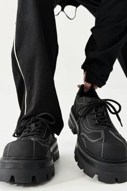 Men's Thick-Soled Derby Shoes - High-End Matte Finish, Height-Increasing Design, British Style Platform Footwear for Commuting