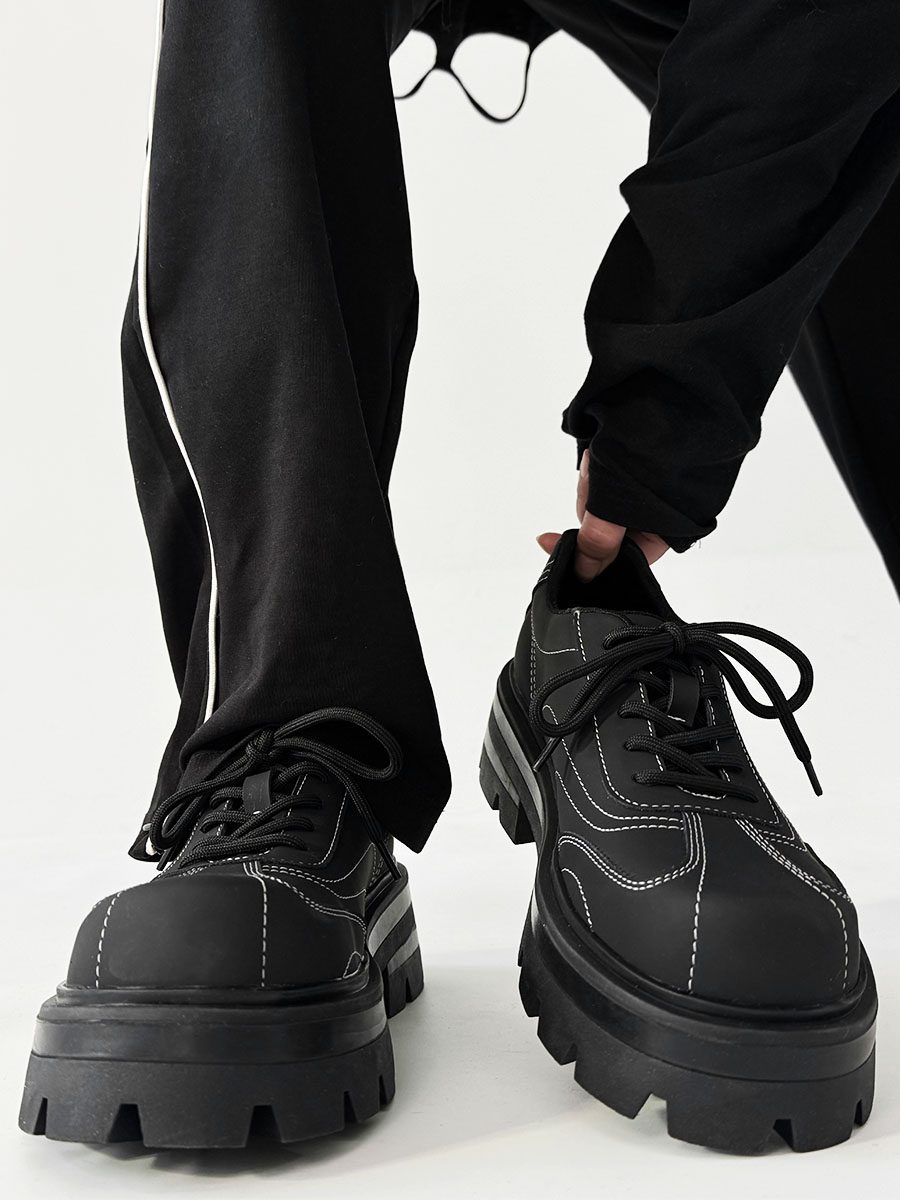 Men's Thick-Soled Derby Shoes - High-End Matte Finish, Height-Increasing Design, British Style Platform Footwear for Commuting Men's Thick-Soled Derby Shoes - High-End Matte Finish, Height-Increasing Design, British Style Platform Footwear for Commuting