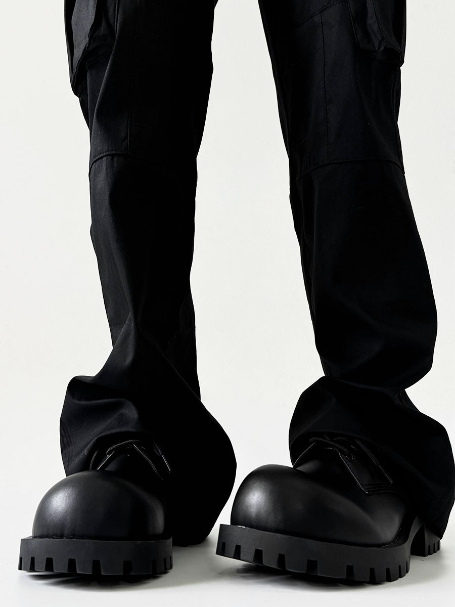 Men's Thick-Soled Derby Shoes, Height-Increasing Round-Toe Leather, Retro British Style with Pointed Mickey Design Men's Thick-Soled Derby Shoes, Height-Increasing Round-Toe Leather, Retro British Style with Pointed Mickey Design