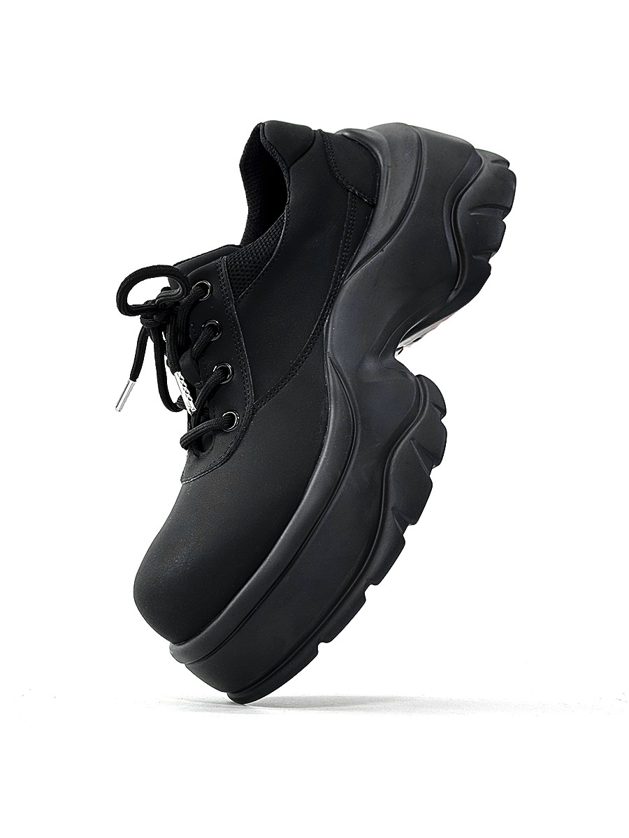 Men's Thick-Soled Derby Shoes, Matte Finish, Round Toe, Height-Increasing Platform, All-Black Sporty Dad Shoes, Trendy Footwear Men's Thick-Soled Derby Shoes, Matte Finish, Round Toe, Height-Increasing Platform, All-Black Sporty Dad Shoes, Trendy Footwear