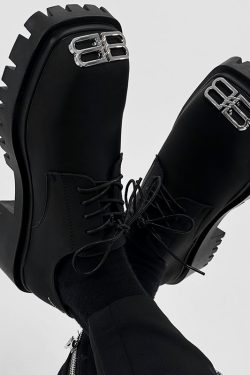 Men's Thick-Soled Height-Increasing Derby Shoes, Parisian Square Toe, Korean Style Genuine Leather, Trendy Niche Footwear