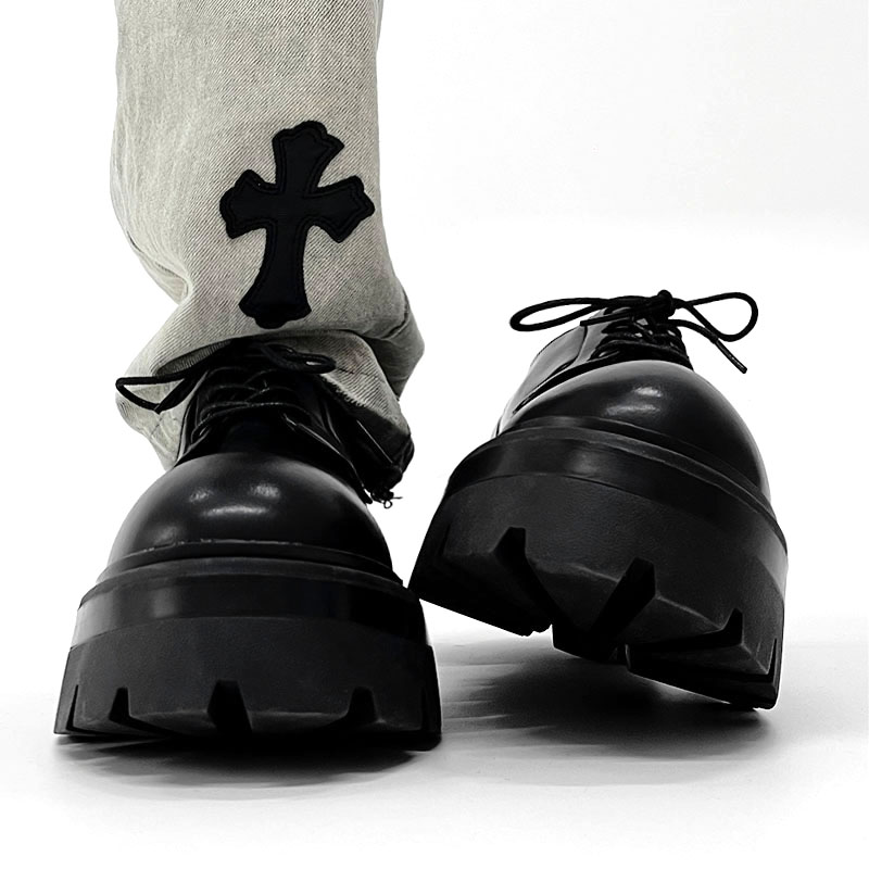 Men's Thick-Soled Height-Increasing Derby Shoes, Trendy British Style Round-Toe Leather Formal Shoes for Weddings and Events Men's Thick-Soled Height-Increasing Derby Shoes, Trendy British Style Round-Toe Leather Formal Shoes for Weddings and Events