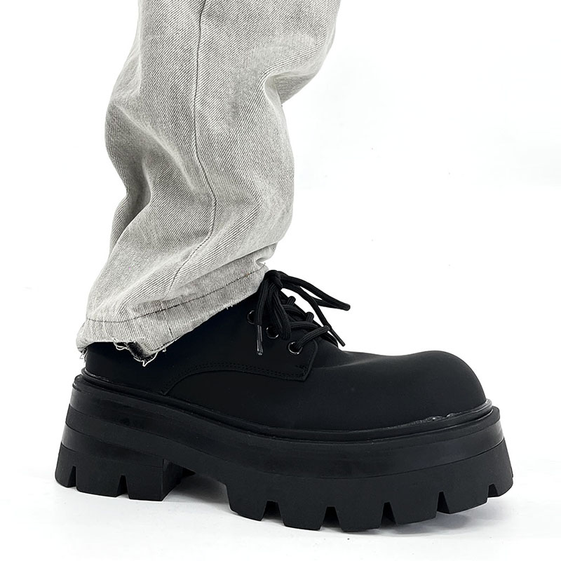 Men's Thick-Soled Height-Increasing Derby Shoes, Trendy British Style Round-Toe Leather Formal Shoes for Weddings and Events Men's Thick-Soled Height-Increasing Derby Shoes, Trendy British Style Round-Toe Leather Formal Shoes for Weddings and Events