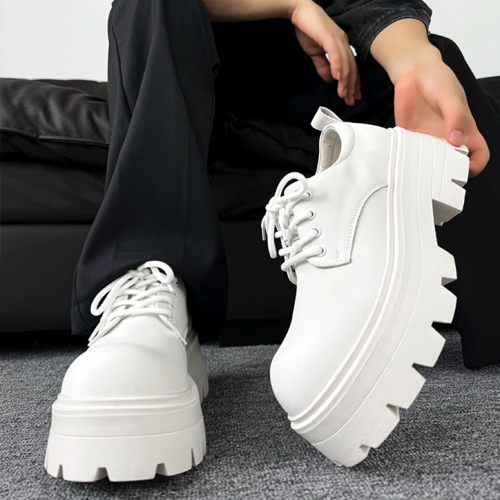 Men's Thick-Soled Height-Increasing Derby Shoes, Trendy British Style Round-Toe Leather Formal Shoes for Weddings and Events Men's Thick-Soled Height-Increasing Derby Shoes, Trendy British Style Round-Toe Leather Formal Shoes for Weddings and Events