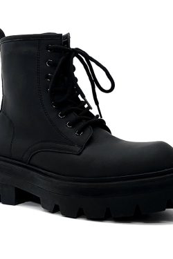 Men's Thick-Soled Height-Increasing Martin Boots, Trendy Zipper Motorcycle Style, British Genuine Leather High-Top Winter Work Boots
