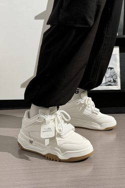 Men's Thick-Soled High-Top Shoes, Summer Mesh Breathable Sports Casual Footwear, Versatile White Sneakers