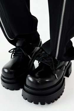 Men's Thick-Soled Platform Derby Shoes - High-End Korean Style Round-Toe Leather, Trendy Height-Increasing British Design