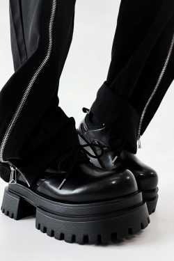 Men's Thick-Soled Platform Derby Shoes - High-End Korean Style Round-Toe Leather, Trendy Height-Increasing British Design