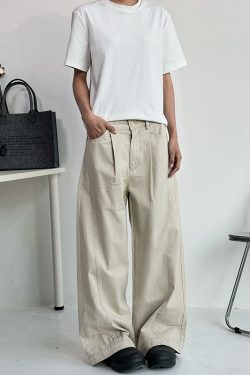 Men's Vintage Casual Wide-Leg Trousers - Retro Deconstruction Cut, Loose Fit, Reverse Design, 90s Style Pants