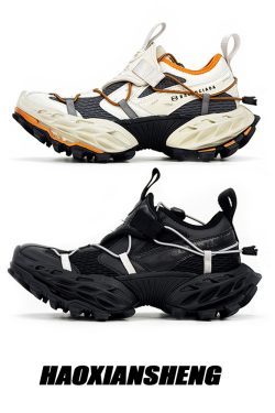 Men's Vintage Dad Shoes - Thick-Soled Breathable Mesh Height-Increasing Sports Shoes for Streetwear and Hiking