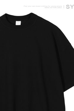 Men's Waffle Texture Loose Fit Solid Color Round Neck Short Sleeve T-shirt, Casual Versatile Couple Shirt, Y2K Inspired Style