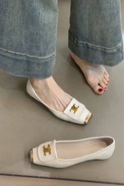 Metallic Square-Toe Sheepskin Mary Jane Shoes for Women - Elegant Flat Evening Footwear with Internal Height Increase