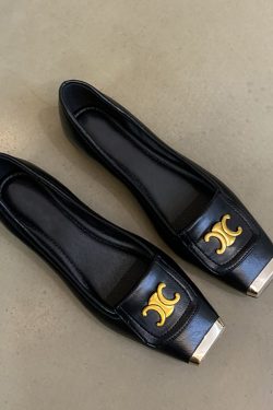 Metallic Square-Toe Sheepskin Mary Jane Shoes for Women - Elegant Flat Evening Footwear with Internal Height Increase