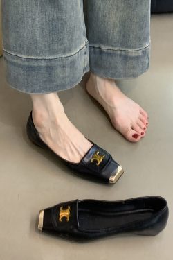 Metallic Square-Toe Sheepskin Mary Jane Shoes for Women - Elegant Flat Evening Footwear with Internal Height Increase