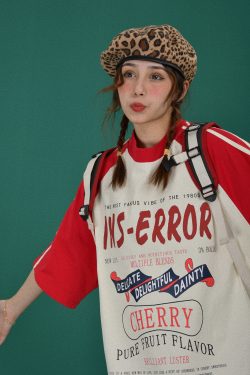 Mid-Century American Retro High Neck Sports T-Shirt - Loose Fit Unisex Summer Trendy Top