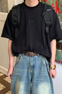 Mid-Century American Vintage Letter Embroidery Cut Short Sleeve T-shirt for Men & Women - Versatile Summer Tee