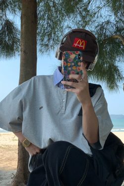 Mid-Century Vintage Style Two-Piece Polo Shirt - Short Sleeve Unisex Summer Top - Versatile Loose Fit Fashion 2025