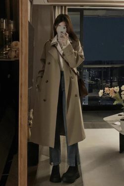 Mid-Length British Style Trench Coat for Women - Casual Spring Autumn 2024 Fashion, Petite Fit, Trendy Outerwear