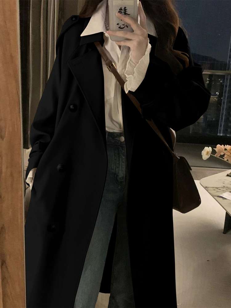 Mid-Length British Style Trench Coat for Women - Casual Spring Autumn 2024 Fashion, Petite Fit, Trendy Outerwear Mid-Length British Style Trench Coat for Women - Casual Spring Autumn 2024 Fashion, Petite Fit, Trendy Outerwear