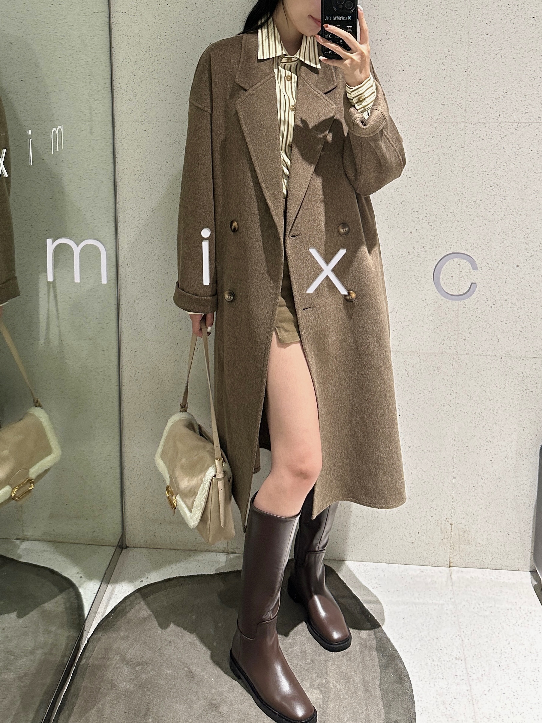Mid-Length Gray Double-Sided Cashmere Coat for Women - 2024 Autumn Winter High-End Thick Woolen Outerwear Mid-Length Gray Double-Sided Cashmere Coat for Women - 2024 Autumn Winter High-End Thick Woolen Outerwear